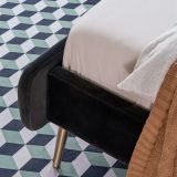  Giường ngủ vải nỉ màu đen GN46 Daryl kiểu dáng basic giá rẻ 