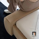  Giường ngủ vải nhung màu nâu GN58 Desirae xinh xắn 1m6 x 2m 