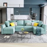  Bộ ghế sofa chữ U giá rẻ UT16 Dixie dài 2m9 vải bố xanh ngọc 