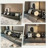  Bộ ghế sofa góc L cao cấp GT246 Kiron da đen bóng 3m x 1m6 