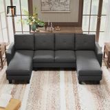  Bộ ghế sofa U xám đen vải nỉ UT27 Eilean dài 2m6 giá rẻ 