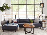 Ghế sofa góc L GT11 Ezra 2m2 x 1m6 màu xám đen da simili cao cấp 