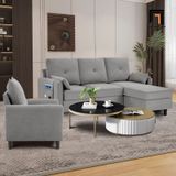  Bộ ghế sofa phòng khách giá rẻ KT126 Penelopa vải nỉ bố xám 
