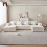  Set ghế sofa chữ U xinh xắn UT17 Dade 3m1 vải nỉ trắng kem 