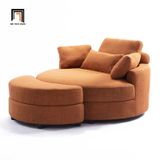  Ghế sofa đơn tròn thư giãn DT91 Daniela màu xanh lá vải nỉ bố 
