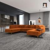  Bộ ghế sofa U phòng khách UT19 Tyne 3m2 vải nhung màu cam 