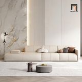  Ghế sofa băng dài 2m6 cao cấp BT340 Condron da Pu trắng kem 
