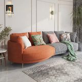  Sofa băng cong trang trí shop tiệm BT251 Shelby 2m6 vải nỉ cam 