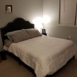  Giường ngủ kiểu dáng Âu Mỹ GN22 Adel đính nút vải xám đen 