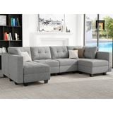  Bộ ghế sofa U vải nỉ xám trắng UT12 Teangela dài 3m gia đình 