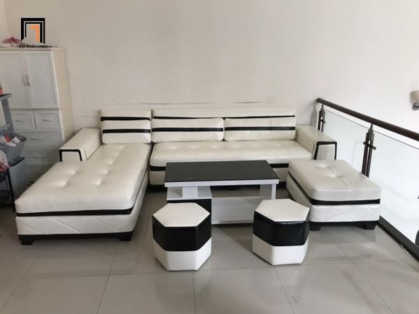 bộ ghế sofa góc gia đình da giả