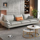  Set ghế sofa phòng khách bọc da Pu KT34 Maxky màu xám đậm 