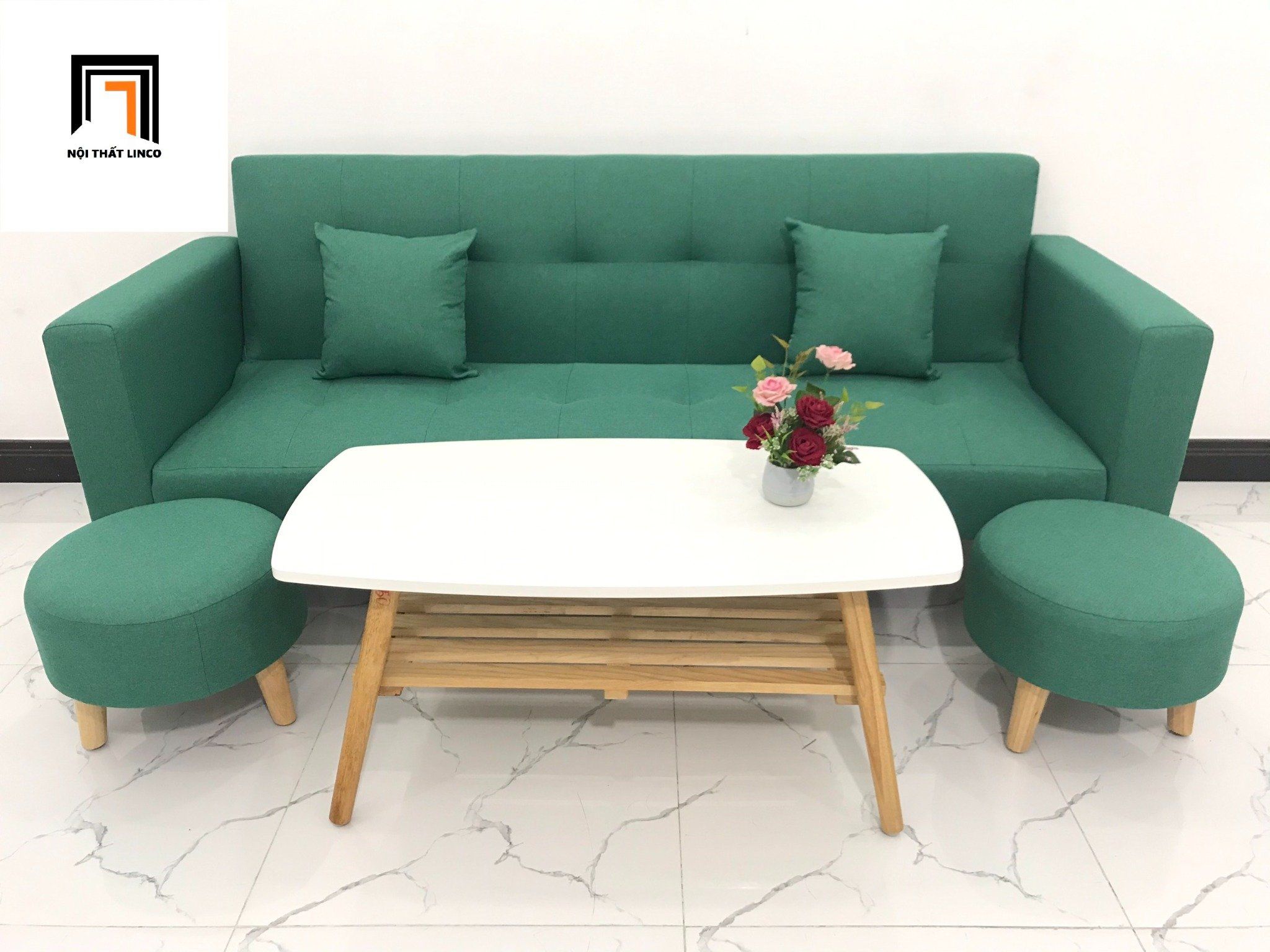 Bộ ghế sofa giường thông minh BTV 2m hiện đại màu xanh ngọc 