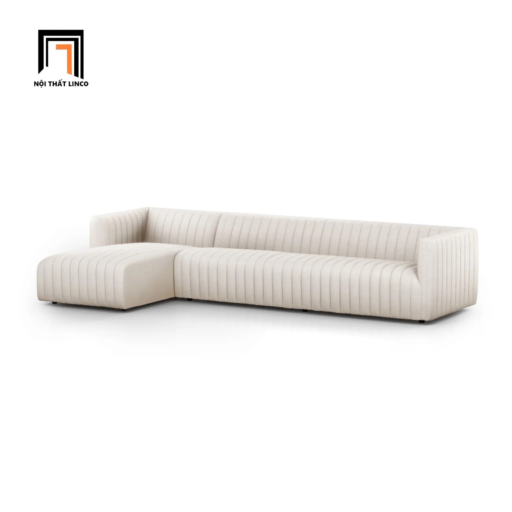  Bộ ghế sofa góc GT80 Augustine 2m4 x 1m6 màu trắng kem 