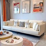  Ghế sofa băng da công nghiệp BT196 Dumas dài 2m4 trắng kem 