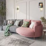  Sofa băng cong trang trí shop tiệm BT251 Shelby 2m6 vải nỉ cam 