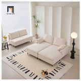  Bộ ghế sofa U vải nỉ trắng kem UT30 Yushi dài 3m xinh xắn 
