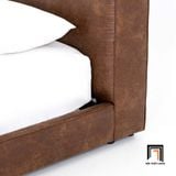  Giường ngủ cao cấp 1m6 x 2m bọc da Pu GN62 Curvy màu nâu 