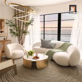  Set ghế sofa băng cong trang trí KT102 Gracias vải lông cừu đẹp 