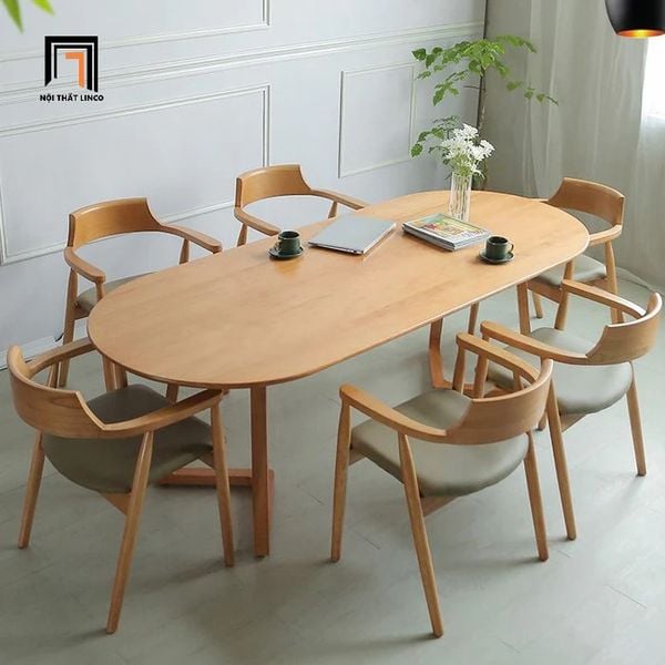 bộ bàn ăn hình oval 6 ghế