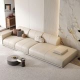  Ghế sofa băng dài 2m6 cao cấp BT340 Condron da Pu trắng kem 