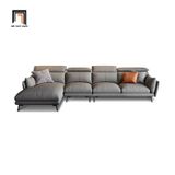  Ghế sofa góc L gật gù thư giãn GHQ222 Numan 3m2 x 1m7 xám nỉ 