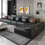  Ghế sofa góc L sang trọng GT176 Souris 2m6 x 1m7 da Pu màu đen 