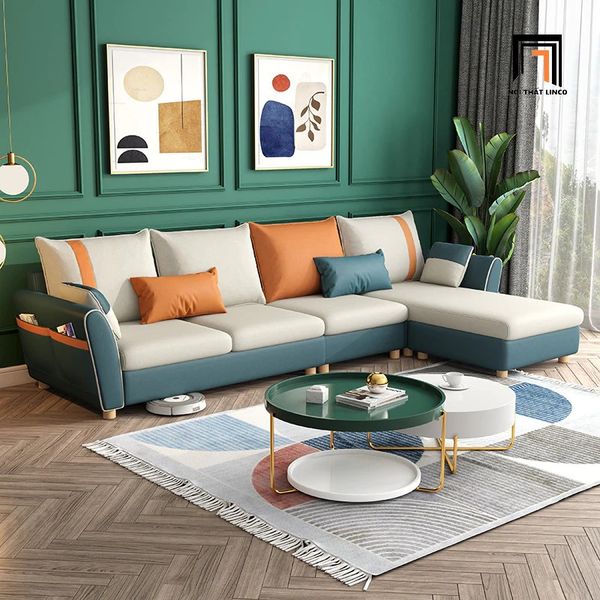 bộ ghế sofa góc L 3m x 1m6 phối màu