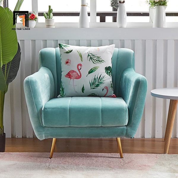 ghế sofa đơn 1 người xanh lá vải nhung
