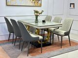  Bộ bàn ăn 6 ghế cao cấp 8-BAD6-G31-B5B mặt đá viền vàng 