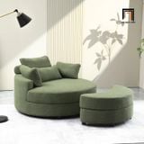  Ghế sofa đơn tròn thư giãn DT91 Daniela màu xanh lá vải nỉ bố 