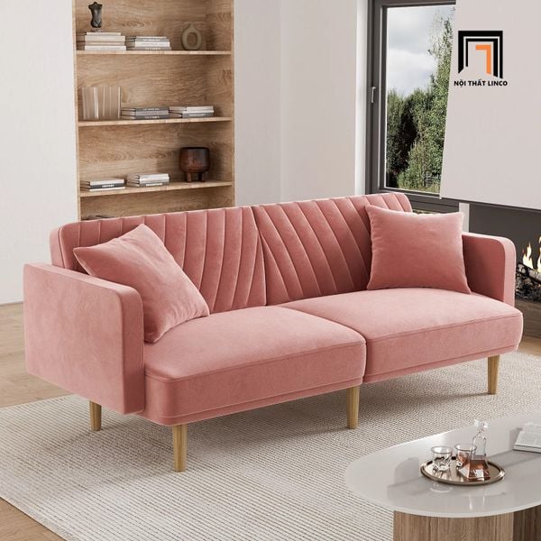 ghế sofa giường 2m hồng cánh sen