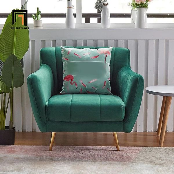ghế sofa đơn 1 người xanh lá vải nhung