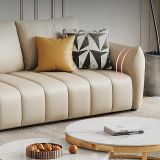  Set ghế sofa phòng khách da Pu KT134 Sikkeh màu trắng kem 