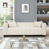 Set ghế sofa màu trắng kem KT121 Peggy vải nỉ cho gia đình 