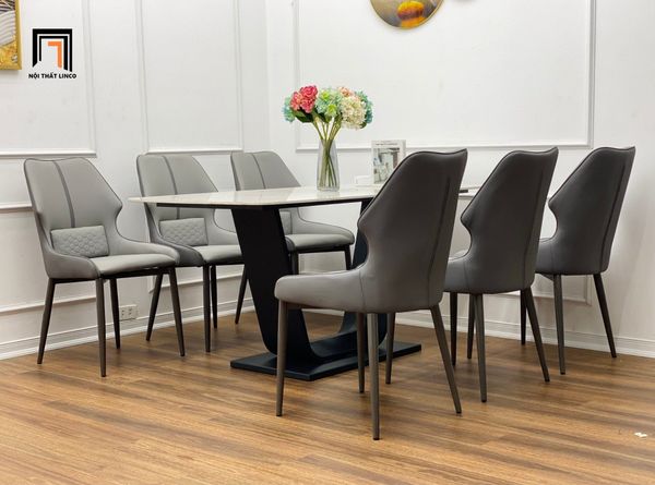 bàn ăn 6 ghế ngồi da giả đẹp