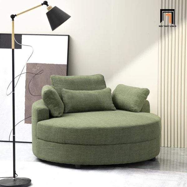 Ghế sofa đơn tròn thư giãn DT91 Daniela màu xanh lá vải nỉ bố 