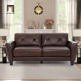  Set ghế sofa màu nâu cho gia đình KT142 Nayelys bọc da Pu đẹp 