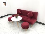  Bộ bàn ghế sofa giường đỏ đô vải nhung mềm dài 1m72 