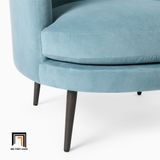  Ghế sofa đơn tròn giá rẻ DT18 Viv màu xanh dương vải nhung 