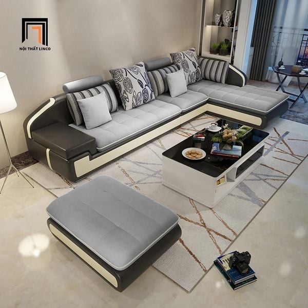 bộ ghế sofa góc L phòng khách lớn