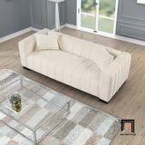  Set ghế sofa màu trắng kem KT121 Peggy vải nỉ cho gia đình 