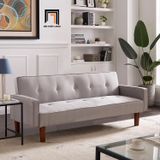  Sofa giường nằm giá rẻ GB71 Morones 2m vải nhung xám trắng 