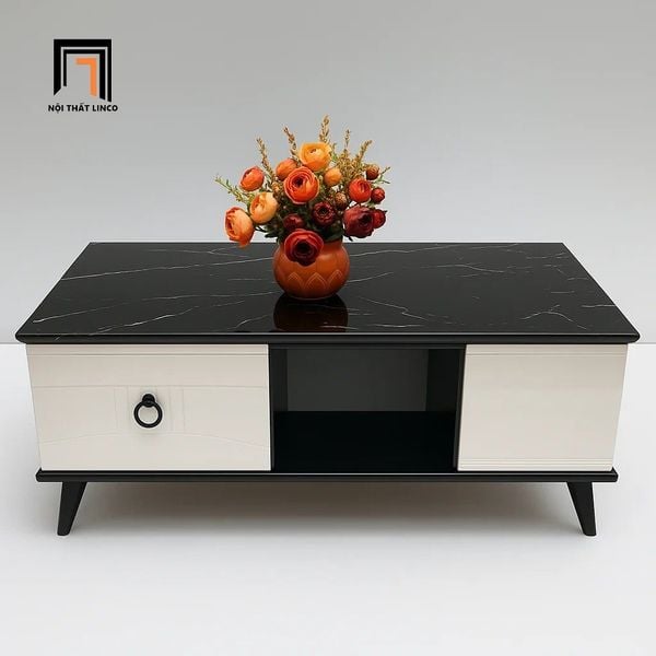bàn trà phòng khách kính giả đá đen