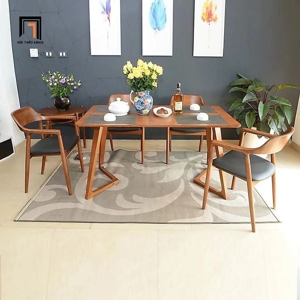 combo bàn ghế ăn gỗ sang trọng