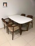  Bàn ăn 4 ghế ngồi 20-KH4-G32-B92 bàn sơn trắng cho chung cư 