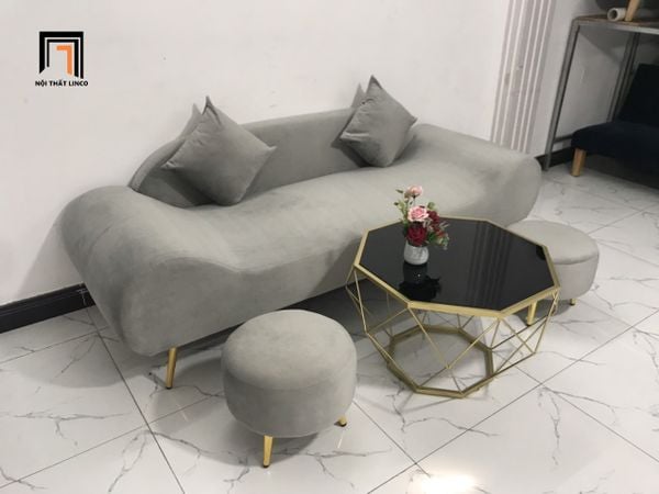 bộ ghế sofa thuyền màu xám tro
