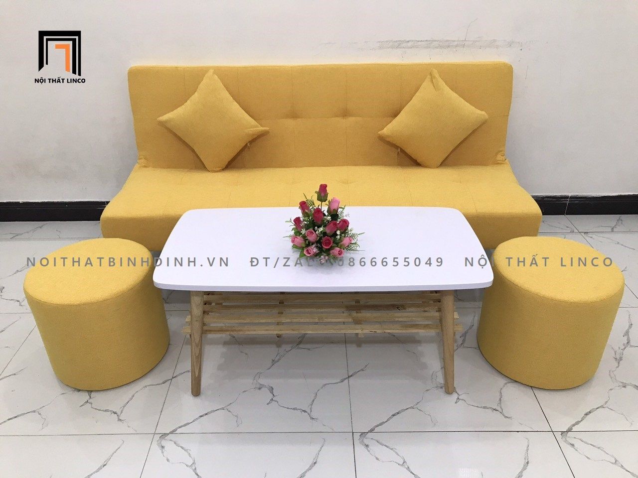  Bộ ghế sofa giường đa năng 1m7 màu vàng chanh giá rẻ 