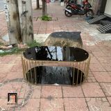  Bàn trà phòng khách mặt kính đen 2 tầng BTPK4 Neya 1m giá rẻ 