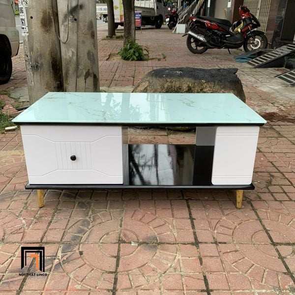 bàn sofa phòng khách mặt kính xanh